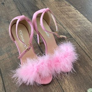 pink fluffy heels